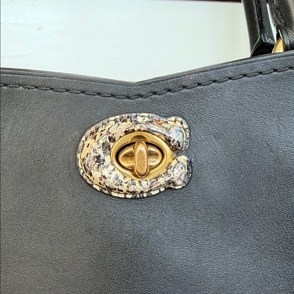 Coach Black Leather Satchel with Gold Hardware